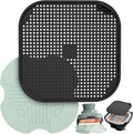 2 PCS Silicone Trivet & Splatter Shield for Ninja Crispi (Green&Black) | Heat Resistant & Non-Slip Silicone,Blocks Oil Splashes,Guards Countertops,Reusable,Easy To Clean,Dishwasher Safe