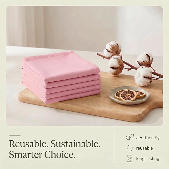 Urban Villa Kitchen Towels Cotton Dish Towels 20”x30” (Set of 6) Pink