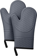 Heat Resistant Silicone Oven Mitts, Up to 500°F Protection for Baking & Grilling, 1 Pair (Grey, Standard Thickness)