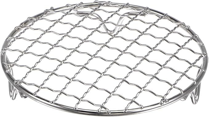 HARFINGTON Round Cooking Rack 5-inch 201 Stainless Steel Cross Wire Barbecue Grill Net with 20mm Legs for Cooking Baking Steaming BBQ