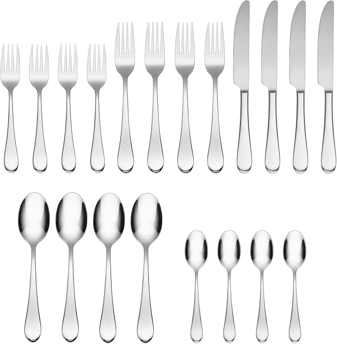 Oneida Icarus 20 Piece Flatware Set, Service For 4 | silver, dishwasher safe | includes knives, forks, and spoons | heavy duty, cutlery set, utensil set, wedding silverware