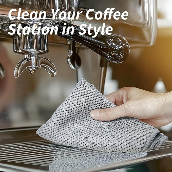 Barista Microfiber Towels 6-Pack, Coffee Cloths 12"x12" | Espresso Accessories Cleaning Towel for Steam Wands & Countertops, Essential Coffee Bar Accessories