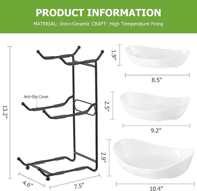 HBlife Fruit Bowl for Kitchen Counter - 3 Tier Ceramic Fruit Rack, Fruit Basket for Fresh Fruit&Veggies, Tiered Fruit Platter Serving Trays for Party