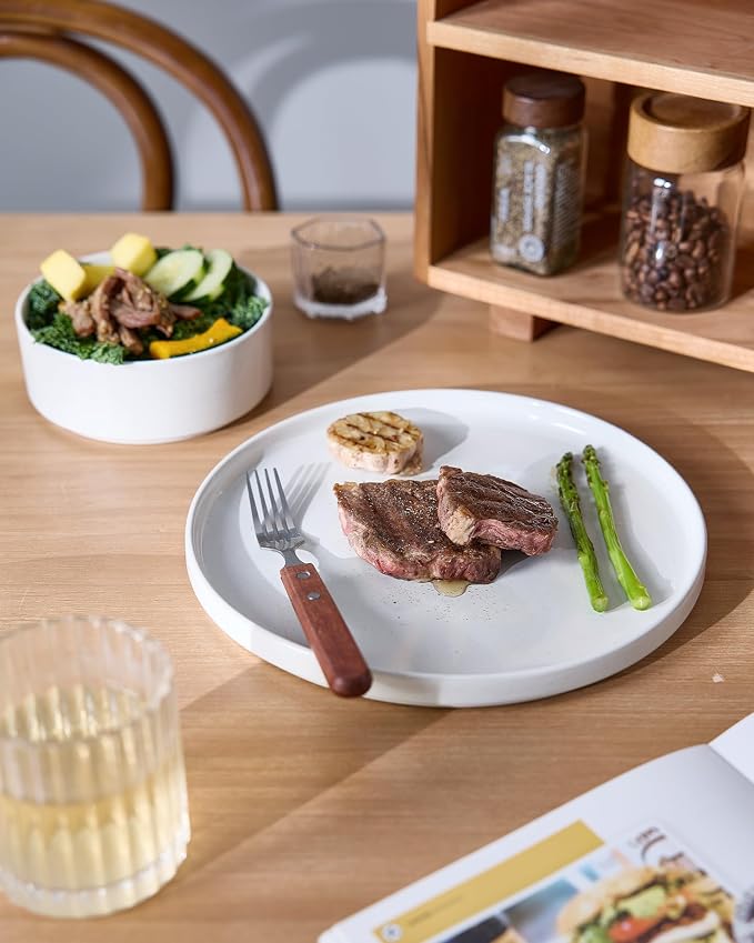 Famiware Nebula Plates and Bowls, 18-Piece Dinnerware Set, White | Stoneware Dish Set for 6, Dishwasher and Microwave Safe, Chip and Scratch Resistant