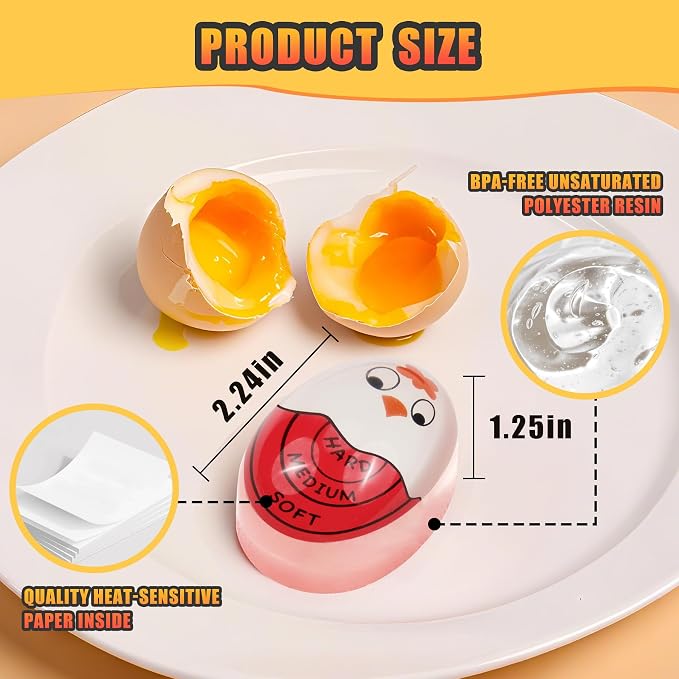 FOREV Egg Timers for Hard Boiled Eggs Timer, Red 2pcs | BPA-Free, Color Changing Tells When Eggs are Ready
