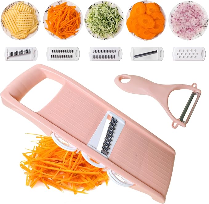 Mandoline Slicer for Kitchen 7-in-1 Mandoline Food Slicer | Potato/Cheese/Vegetable/Carrot/Cucumber Grater,Cutter, Grinder,Waffle Fry Cutter,Julienne Peeler