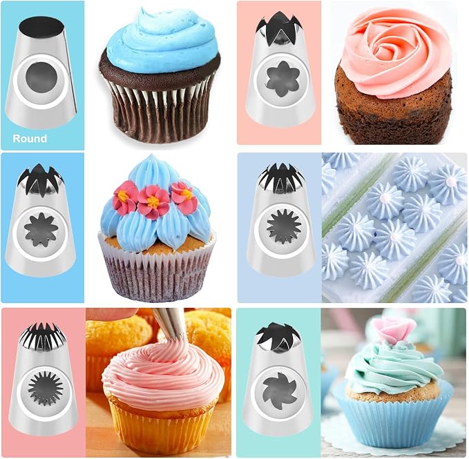 12PCS Large Piping Tips Set with Pastry Bag – for Cookie, Cake & Cupcake