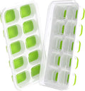 DOQAUS Ice Cube Tray with Lids, 2 Pack Silicone Ice Trays for Freezer | Stackable BPA & LFGB Safe, Easy Release for Kitchen, RV, Cocktail, Coffee, Soup & Food