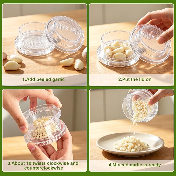 2PCS Manual Garlic Twister and Ginger Mincer Tool, Manual Garlic Twister and Mincer, Garlic Crusher, Garlic Grinder, Compact Garlic Mincer Tool, Ginger, Herbs (White + Blue)