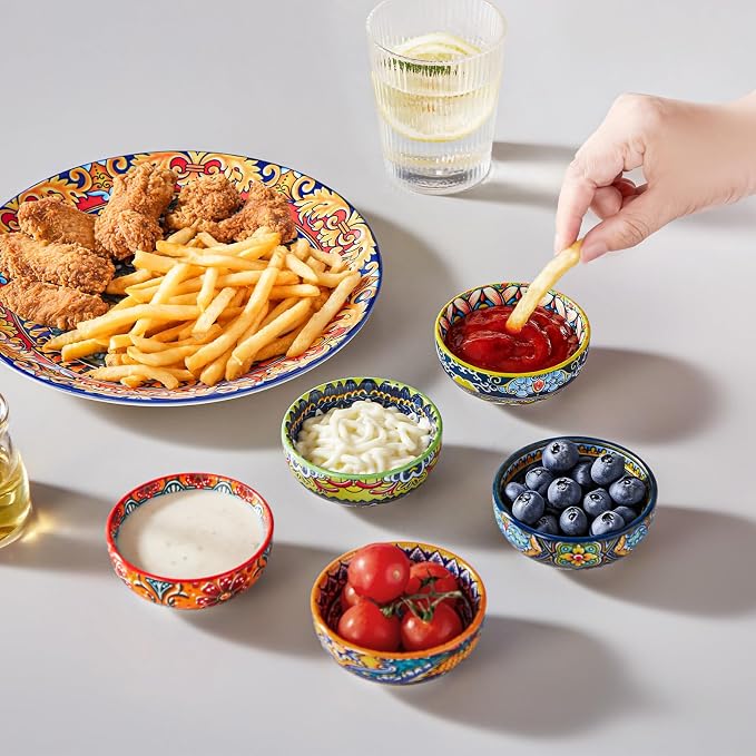 vancasso Ceramic Dipping Bowls Set of 6, 2.7 Oz Sauce Bowls | Perfect for sushi, soy sauce, dips, snacks, charcuterie, meal prep and everyday serving. Microwave & dishwasher safe