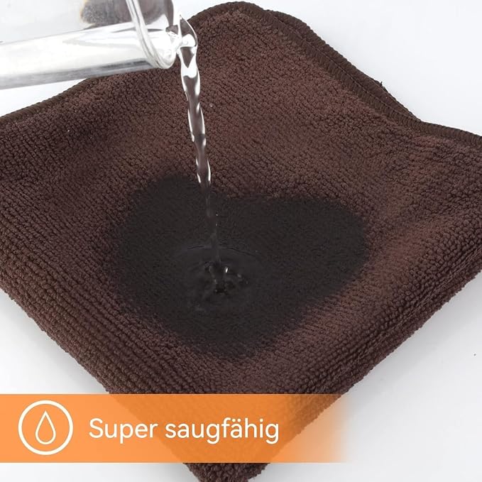 Dish Cloths for Washing Dishes with Scrub Side, Microfiber Dish Rags | Dual-sided microfiber dish cloths with scrubber for stuck-on food, quick dry kitchen washcloths 10 Pack, 12 Inch Brown