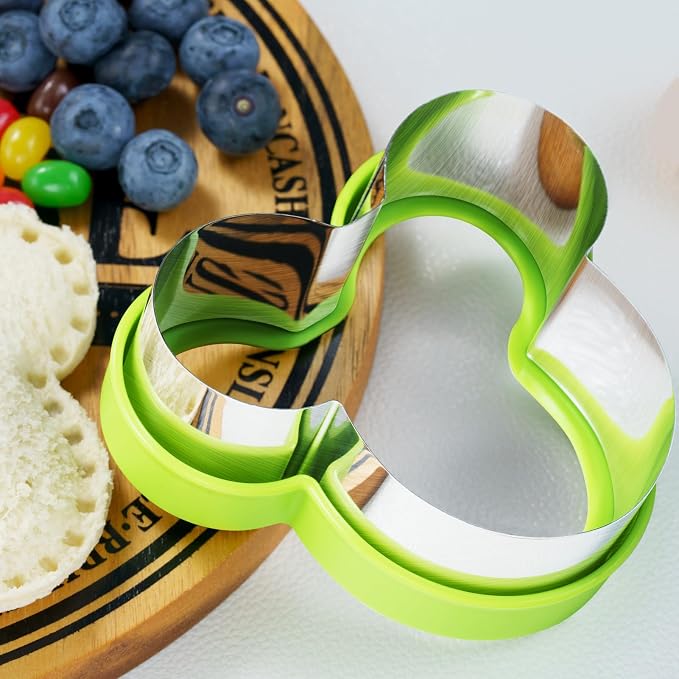 ETERSION Uncrustable Sandwich Cutter, Stainless Steel, 4 Pieces 4 Shapes | Crustless bread sealer decruster, 4-inch detachable food-grade grips, seals edges for kids school lunch, bento and baking