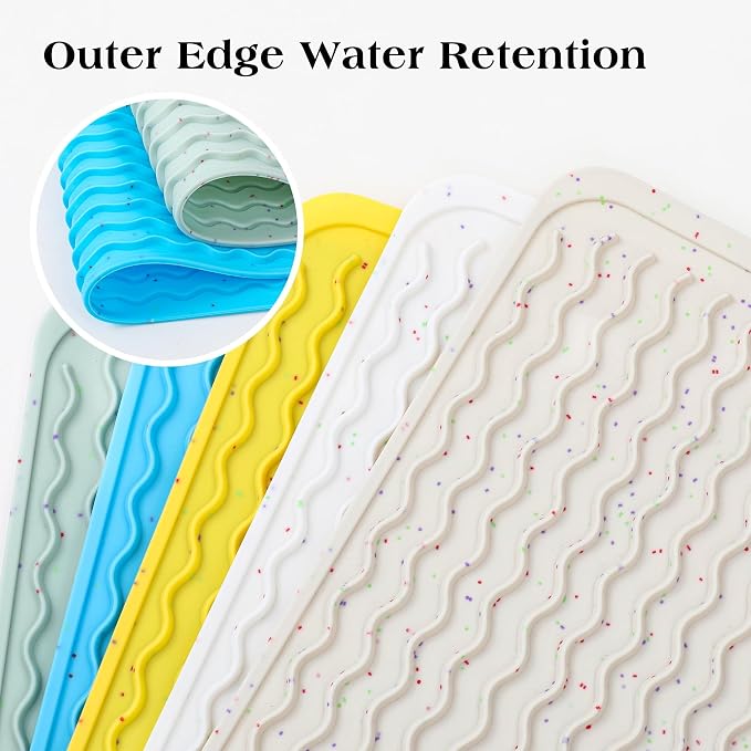 CAKETIME 2 Pack Colorful Silicone Dish Drying Mat for Kitchen Counter Multiple Usage for Cooking Camping Office Table Desk Coffee Cute Gadgets Pioneer Woman Stuff Extra Large 24"*18" Blue