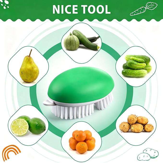 Unittype 2 Pack Fruit and Vegetable Brushes with Grips Potato Scrubber Fruit Cleaning Scrubber Brush Handy Kitchen Gadget Ideal for Cleaning Vegetables and Fruits, Green