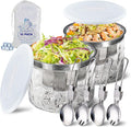 LIMOEASY Small Chilled Serving Bowl 2 Pack, 25oz Ice Chilled Dip Bowl with Lid for Parties, Cold Serving Dish for Hummus, Salsa, Guacamole, Sauces, Pasta