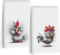 2 Pcs Funny Chicken Kitchen Towels, Chickens Gifts Absorbent Hand Towel | Chicken Lover Gifts for Women Mom, Waffle Dish Towels for Kitchen Home Decor, 24x14 Inch