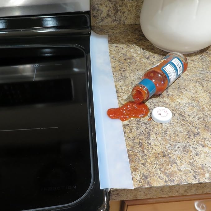 Silicone Stove gap covers, Oven Gap Fillers Seals Gaps Between Stove and Countertop, Easy to Install, Heat Resistant, 2 Pack (White, 21 inches)
