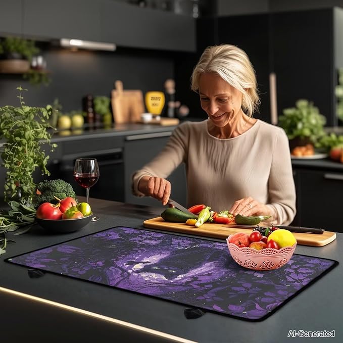 Dark Cat Stove Top Covers for Electric Stove, Fashion Cute Stove Top Cover Protector, Heat Resistant Silicone Stove Mat, Wear Resistant Range Ceramic Gas Burners Mat Halloween Decor