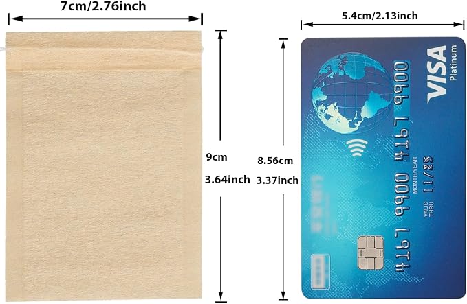 Eketirry 200pcs Disposable Tea Bags for Loose Tea, Empty Tea Bag with Wood Pulp Material, Unbleached Tea Filter Bag with Drawstring (Initial,2.76 x3.64 inch)