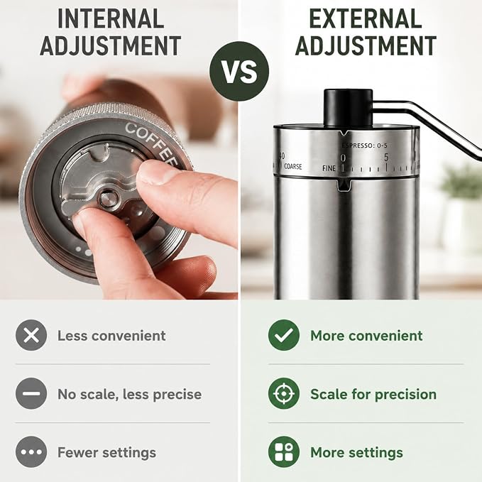 Mini Manual Coffee Grinder with 40 External Adjustable Settings | Ceramic Conical Burr, Stainless Steel Body, 35g Capacity, for Espresso, Pour Over, French Press, Home, Camping, Travel & Gift