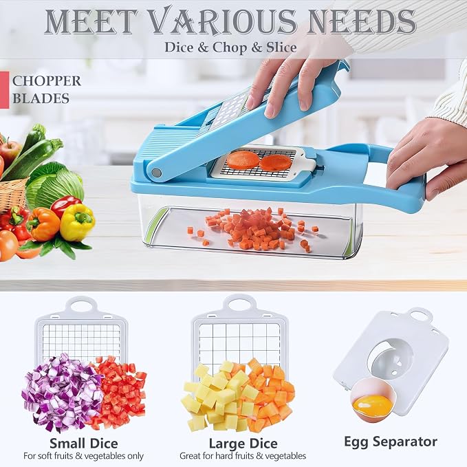 Vegetable Chopper Mandoline Slicer Home Kitchen Appliance Essential Gadget | Pro-Series Veggie Cutter with Container for Food Onion Fruit Salad Potato Christmas Gift House Cooking Supply Tool Item