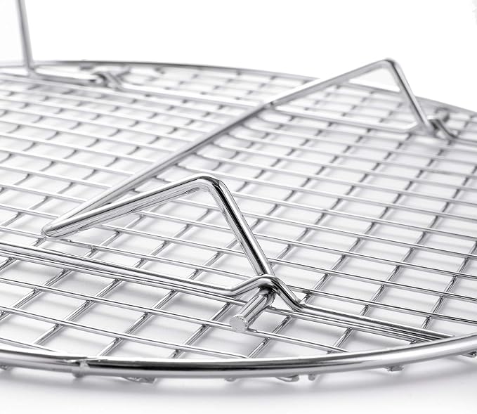 Foraineam 4 Pack 10.5 inch Steamer Rack Round Grilling Rack for Cooling Steaming Baking Cooking, Lifting Food in Pots, Cake Pan, Pressure Cooker and Oven