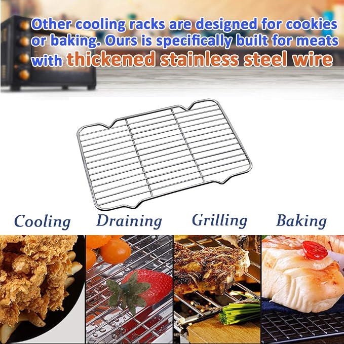 Oven Roasting Rack 11 x 15.4 inch Rectangle Baking Cooling Steaming Grilling Rack with 4 Legs Stainless Steel Rack,Perfect To Cool and Bake(11"X15.4",39X28cm)