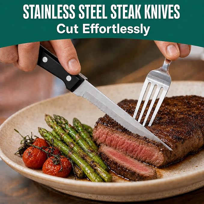 49PCS Silverware Set with Organizer, Stainless Steel Flatware Drawer Cutlery Set for 8, Kitchen Utensils with Steak Knives Mirror Polished Dinner Knife Forks Spoons Tableware Service Tray