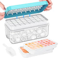 1" Ice Cube Tray with Lid and Bin, Easy Release 64 Cubes for Freezer | Food-grade BPA-free PP and ABS. 1" x 64pcs ice cubes for fruit whiskey, cocktails. Space-saving, stackable with scoop