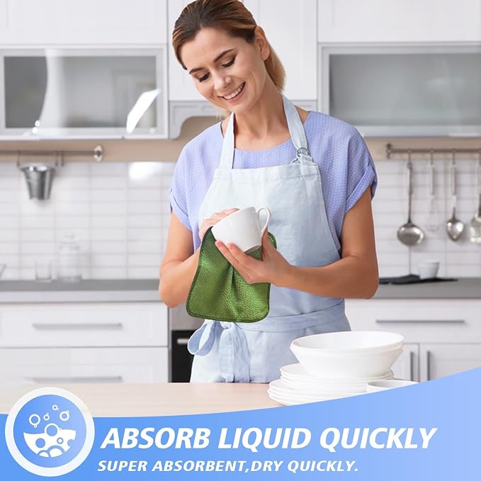 Dish Cloths for Washing Dishes with Scrub Side, Microfiber Dish Rags | Dual-sided microfiber dish cloths with scrubber for stuck-on food, quick dry kitchen washcloths 9 Pack, 7 Inch Mixing colors