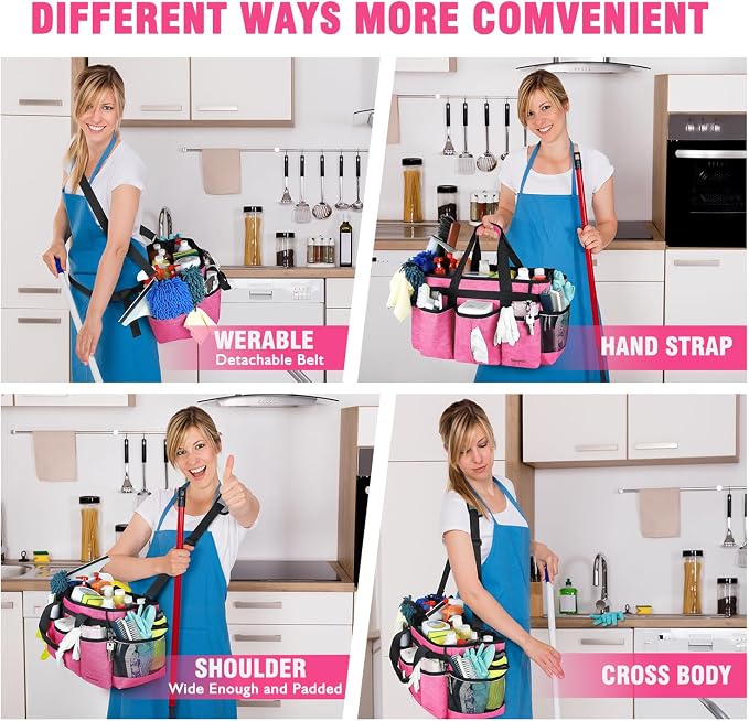 Wearable Cleaning Caddy Bag, Cleaning Caddy Supplies Organizer with Handles for Cleaners & Housekeeper, Under Sink & Car Cleaning Tool Organizers Bag