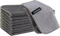Kitchen Dish Washcloths Microfiber Gray with Poly Scour Scrub Side | Absorbent dish cloths for washing dishes with scrubber side Quick dry kitchen wash cloths and dish rags 9 Pack 10 Inch Gray