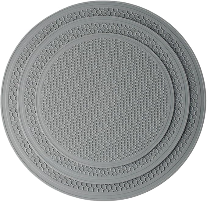 3 PCS Silicone Microwave Mat Heat Resistant Multifunctional Mat(8 10 12 Inch),Trivet,Splatter Guard,Pot Holder,Baking,Silicone Draining Mat,Place Mat,Dishwasher Safe(Gray)