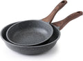 SENSARTE Nonstick Frying Pans, Grey(8+10 Inch) | Swiss Granite Coating, Free of PFOA&PFOS, Compatible with All Stoves Including Induction Cooktops, Easy to Clean