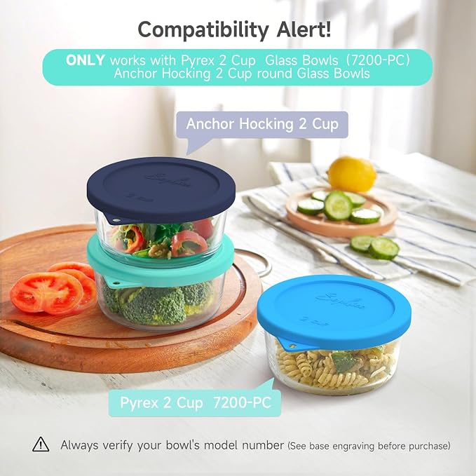 SOPHICO 2 Cup Silicone Lids Replacement for Pyrex & Anchor Hocking 7200-PC | Food Grade Silicone, Leakproof、Airtight Lids, Dishwasher Microwave Safe
