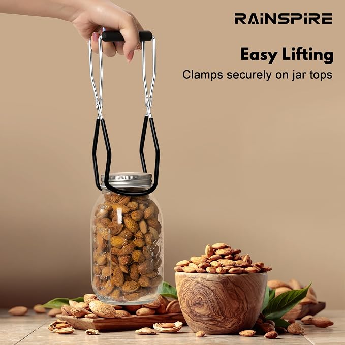 Canning Jar Lifter, Canning Tongs Jar Lifter, Canning Tools, Canning Supplies for Home Kitchen, Stainless Steel, Black