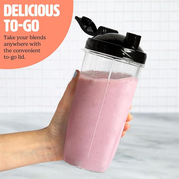 Tasty Personal Blender With Cups, 350W Powerful Blending Motor, 9-Piece Set With 4 Cups & Travel Lid, Compact & Portable, White