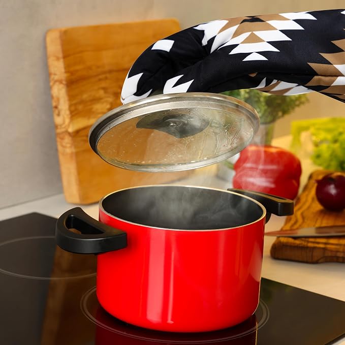8 Pcs Western Aztec Kitchen Decor Accessories Set Farmhouse Towels Pot Holders Oven Mitts Set 4 Dish Towels 2 Potholders 2 Cooking Mittens Oven Glove for Baking Cooking Mother's Day(Brown,Kitchen)