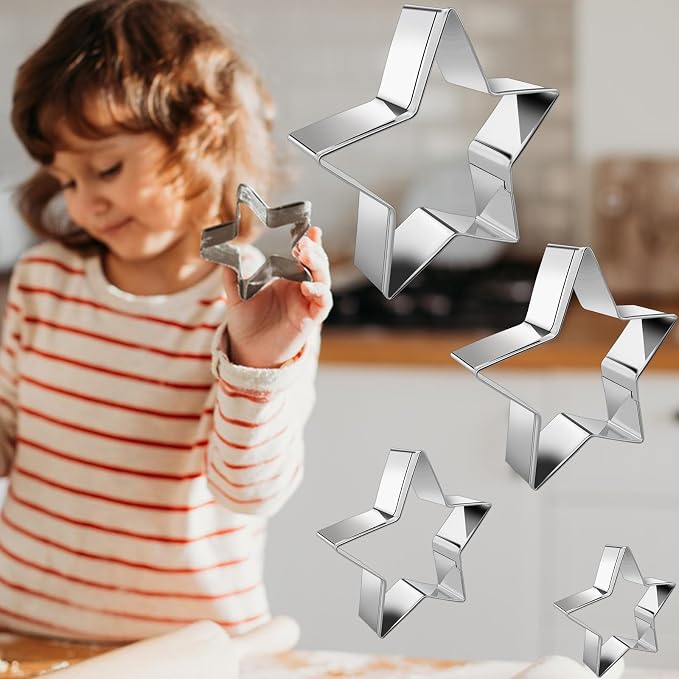 Star Cookie Cutter Set 6pcs Star Shaped Mold Metal Cookie Cutters Sandwiches Cutter Shapes Biscuit Mold for Kids Holiday Birthday Party