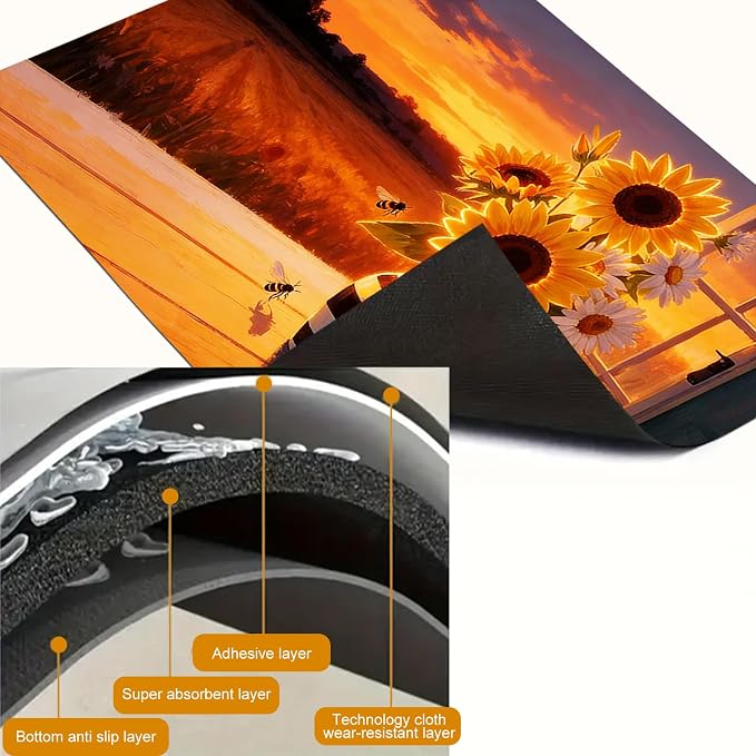 HOMETITUTE Spring Stove Top Cover 28x20 Sunflowers Sunset Heat Resistant Protector
