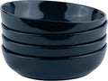 KooK Pasta Bowl, Salad Bowls, Soup, Serving Bowls, Ceramic, Large Capacity, Microwave & Dishwasher Safe, Set of 4, 40 Oz,(Navy Blue)