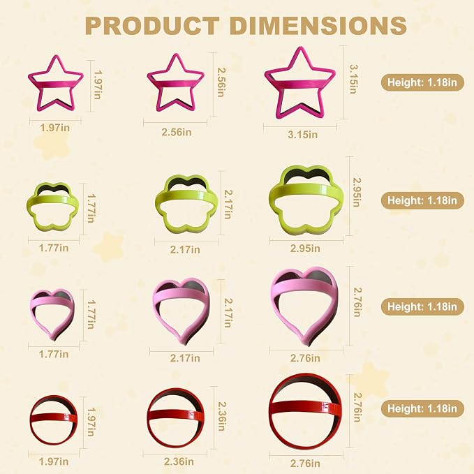 12-Piece Stainless Steel Cookie Cutter Set with Handles - Heart, Flower, Round, Five Star Shapes - Fruit Vegetable, Small Stainless Steel Biscuit Mold for Baking (Multicolor)