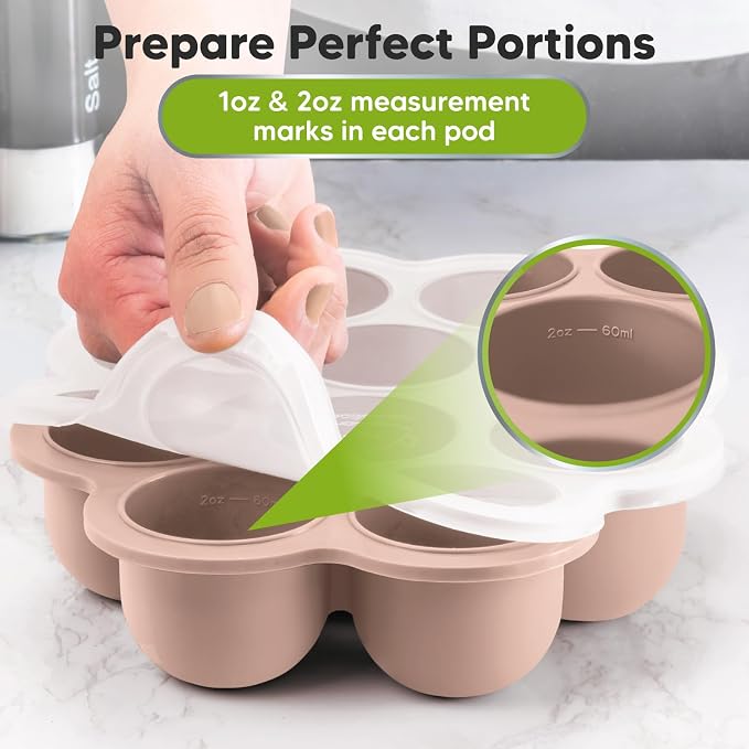 KeaBabies Silicone Food Freezer Trays with Lid, 2oz x 10 Pods (Dusk) | Baby Food Storage Containers, Easy Puree Meal Prep, Breast Milk Silicone Freezer Molds, Dishwasher, Microwave Safe, BPA-Free