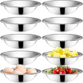 Okllen 10 Pack Small Stainless Steel Bowls, 6 1/2 Inch Wide Kitchen Metal Bowl with Flat Base, 3/4 Quart Prep Bowls for Meal Prep, Cooking, Serving, Baking