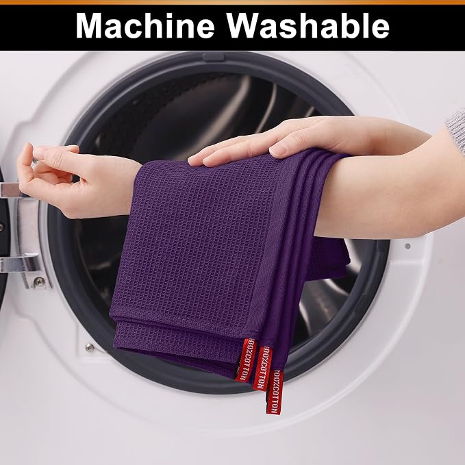 Homaxy 100% Cotton Waffle Weave Dish Cloths, 6 Pack, Eggplant | Soft and Absorbent Dish Towels, 12 x 12 Inches Quick Dry Dish Rags