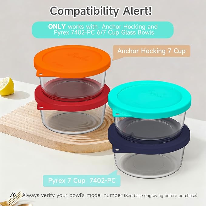 SOPHICO 7Cup Round Silicone Lid Replacement for Pyrex&AnchorHocking 7402-PC | Food Grade Silicone, Leakproof、Airtight Lids, Dishwasher Microwave Safe
