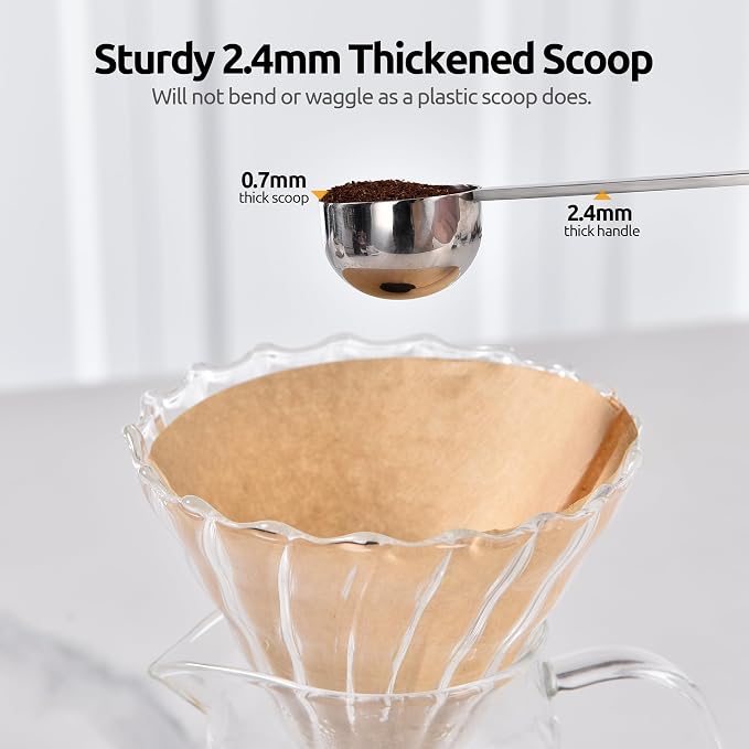 U-Taste Coffee Scoop 1&2 Tablespoon: 18/8 Stainless Steel Measuring Scooper for Ground Coffee, Bean, Powder, Espresso, 8.5in Long Handle Metal Meaure Spoon for Canister, Jar (1&2Tbsp/15&30ml, Silver) | 18/8 Stainless Steel Tablespoon Scoop, Long Metal ...