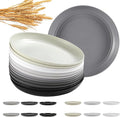 HEYCOME 12 Pcs Unbreakable Deep Dinner Plates Set, 10 inch Reusable Plastic Wheat Straw Plates, Microwave and Dishwasher Safe Plate for Kitchen, Lightweight Plate for Dessert, BPA Free, 6 Colors