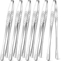 meekoo 6 Pcs 7.8 Inches Stainless Steel Korean BBQ Grill Tongs Japanese Barbecue Tongs for Cooking Portable Kitchenware Home Outdoor Steak Salad Food