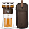 ZENS Glass Infuser Teapot, One Touch Tea Maker for Loose Leaf Tea | Modern Magic Tea Diffusers with 9oz Insulated Mug, Portable Tea Infuser Pot for Herbal Tea Lovers Gifts